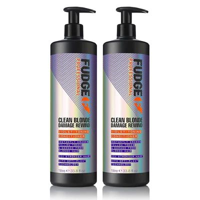 Fudge DOUBLE Clean Blonde Damage Rewind Purple Violet Toning & Repair Conditioner 1000ml - Thumbnail 2