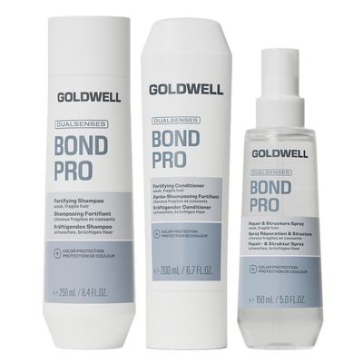 Goldwell Dualsenses Bond Pro Fortifying Shampoo 250Ml, Bond Pro Fortifying Conditioner 200Ml & Bond Pro Repair & Structure Spray 150Ml Pack