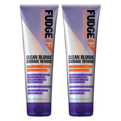 FUDGE Clean Blonde Damage Rewind Purple Violet Toning & Repair Conditioner 250ml Double in Clear