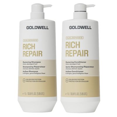 Goldwell Dualsenses Rich Repair Restoring Shampoo 1000Ml & Rich Repair Restoring Conditioner 1000Ml Duo