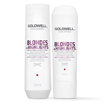 Goldwell Dual Senses Blonde & Highlights Anti-Yellow Shampoo 250ml & Conditioner 200ml Duo in Clear