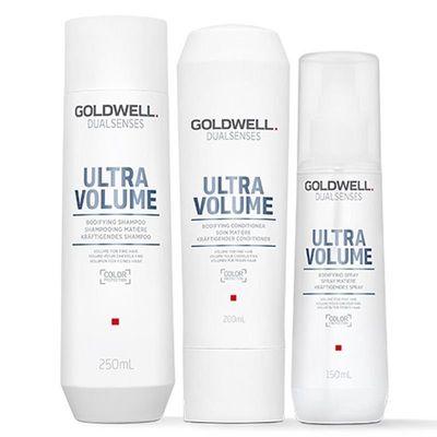 Goldwell Dual Senses Ultra Volume Bodifying Shampoo 250ml, Conditioner 200ml & Bodifying Spray 150ml Pack in Clear