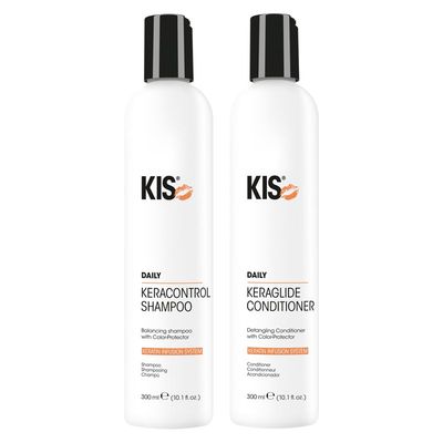 KIS Keracontrol Shampoo & Keraglide Conditioner in White