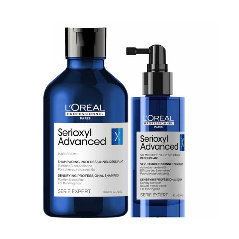 L'Oreal Professionnel Serioxyl Advanced Purifier & Bodifier shampoo for thinning hair 300ml & Serioxyl Advanced Denser Hair Serum for thinning hair - Image 1