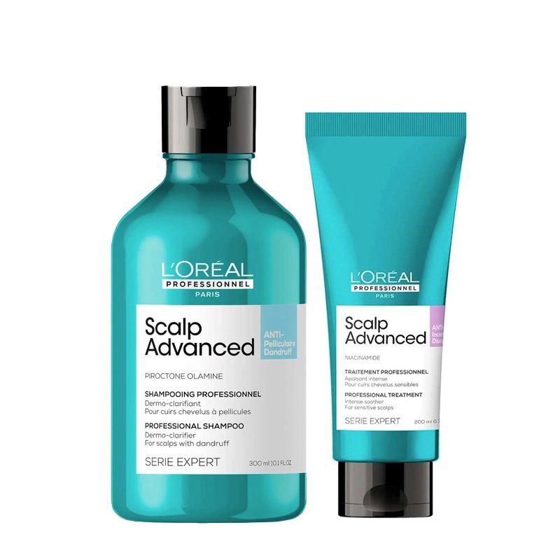 L'Oréal Professionnel Serie Expert Scalp Advanced Anti-Dandruff Dermo-Clarifier Shampoo 300ml and Hair Treatment 200ml Duo - Image 1