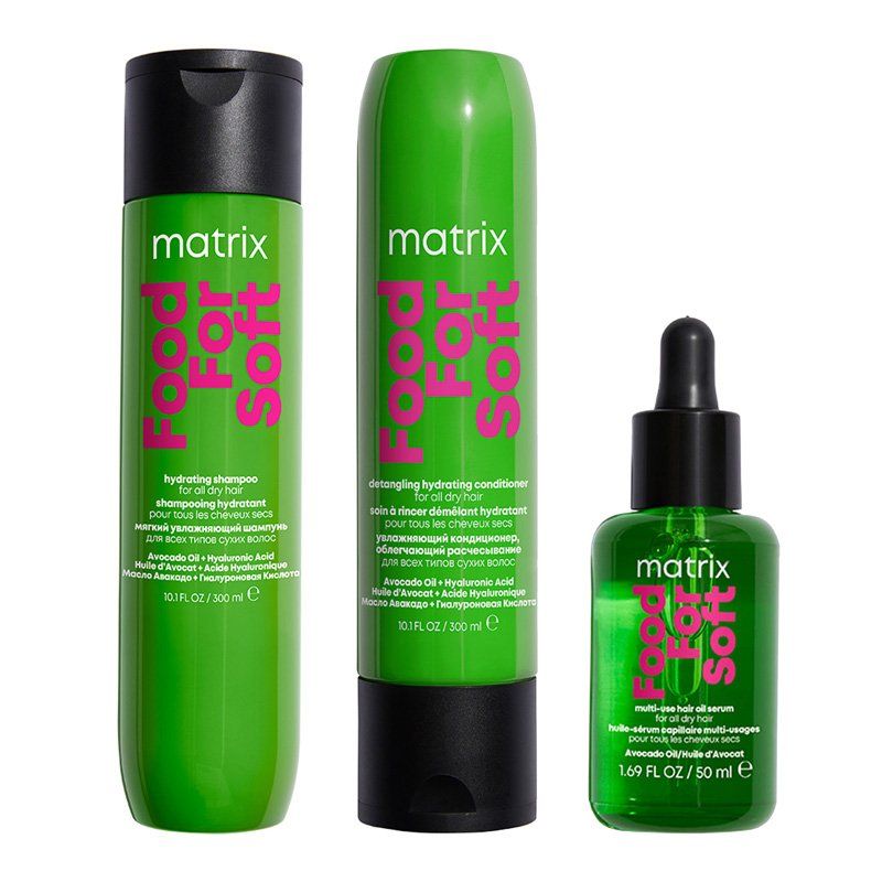 Matrix Food For Soft Shampoo, Conditioner 300ml & Hair Oil 50ml in Bright Green - Image 1