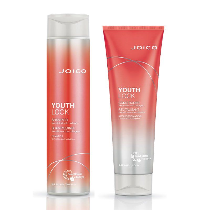 JOICO YouthLock Shampoo 300ml & Conditioner 250ml Duo in Clear - Image 1