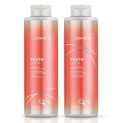 JOICO YouthLock Shampoo 1000ml & Conditioner 1000ml Duo in Clear