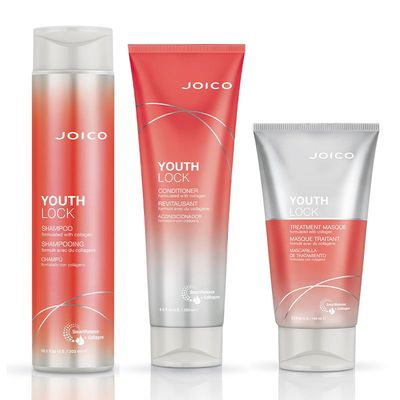 JOICO YouthLock Shampoo 300ml, Conditioner 250ml & Treatment Masque 150ml PACK in Clear
