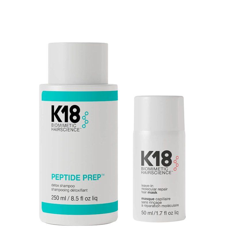 K18 Peptide Prep Detox Shampoo 250ml and Leave-In Molecular Repair Hair Mask 50ml Duo - Clear - Image 1