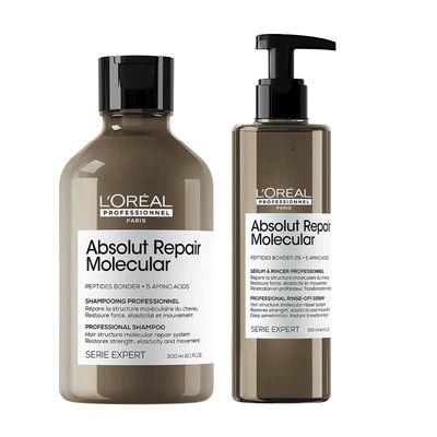 L'Oreal Professionnel Serie Expert Absolut Repair Molecular Hair Shampoo 300ml & Rinse-off Serum 250ml Duo in Clear - Thumbnail 2