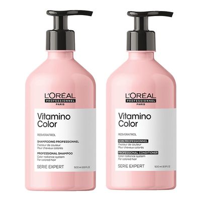 L'Oreal Professionnel Vitamino Color Shampoo 500ml & Vitamino Color Conditioner 500ml Duo in Clear
