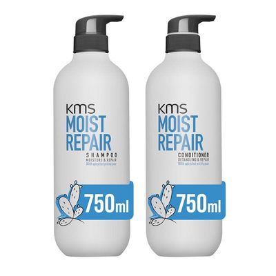 KMS Moist Repair Shampoo 750ml & Conditioner 750ml Duo in Clear
