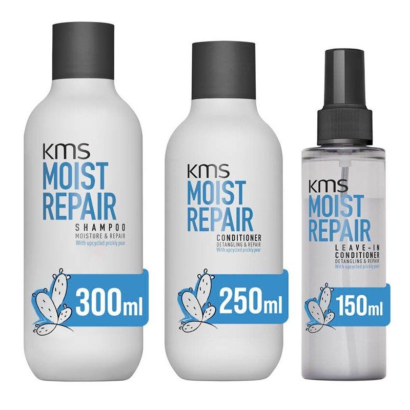 KMS Moist Repair Shampoo 300ml, Conditioner 250ml & Leave-In Conditioner 150ml - Image 1