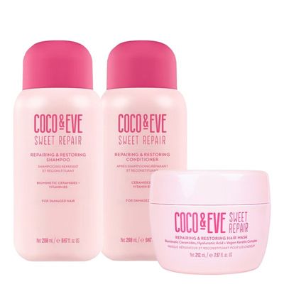 Coco & Eve Sweet Repair Repairing & Restoring Shampoo 280ml, Conditioner 280ml & Hair Mask Pack - Clear