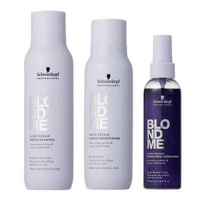 Schwarzkopf Blondme Bond Repair Shampoo Conditioner Spray Conditioner in Purple