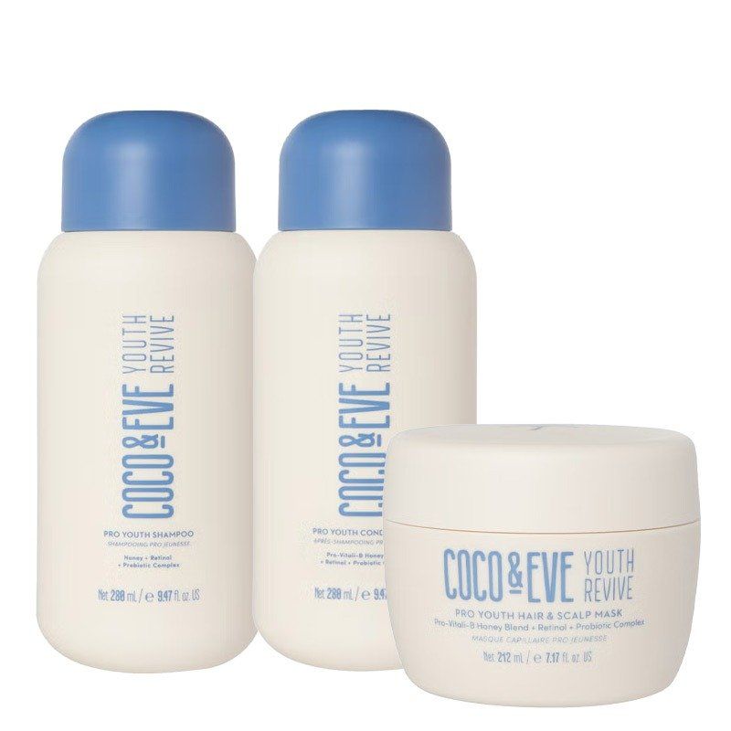 Coco & Eve Youth Revive Pro Youth Shampoo 280ml, Conditioner 280ml & Hair & Scalp Mask Pack - Clear - Image 1