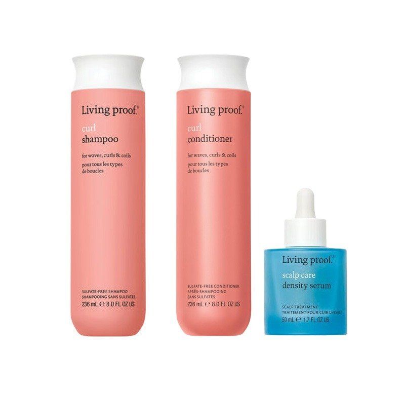 Living Proof Curl Shampoo 236ml, Curl Conditioner 236ml & Scalp Care Density Serum 50ml Pack - Image 1