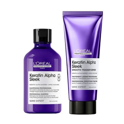 L'Oréal Professionnel Keratin Alpha Sleek Shampoo & Smooth Transformer Bundle - Antifrizz, 300ml, 200ml Duo Duo - Thumbnail 2