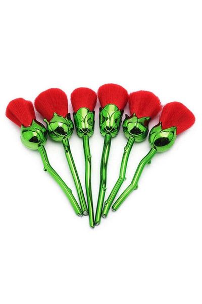 Beauty and the Beast-Inspired Rose Makeup Brushes with Glossy Handles - Green