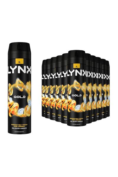 Lynx XL 48-H High Definition Fragrance Gold Body Spray Deodorant 12 Pk, 200ml - 16cm / 34cm