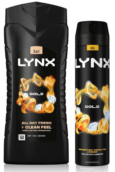 Lynx 12H Refreshing Gold Shower Gel 500ml with 48H Fresh Body Spray 250ml