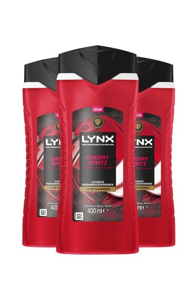 Lynx Cherry Spritz Body Wash with 12Hrs of Freshness for Men 400ml, 6 Pack - 18cm