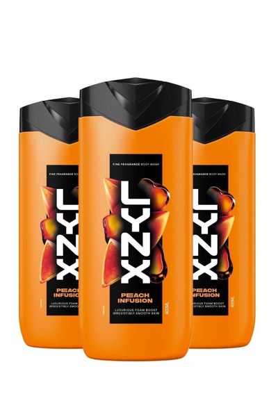 Lynx Peach Infusion Body Wash with 12Hrs of Freshness for Men 400ml, 12 Pack - 18cm