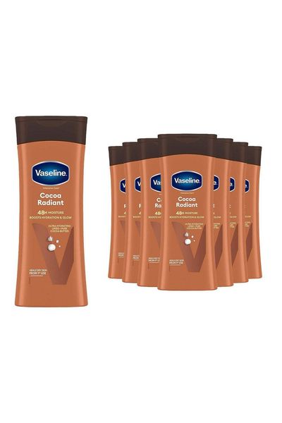 Vaseline Body Lotion Cocoa Radiant Intensive Care Dry Skin 400ml, 8 Pack - White