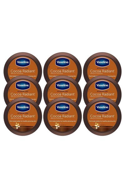 Vaseline Cocoa Radiant Moisture Rich Body Butter 250ml Intense Hydration, 9pk - White