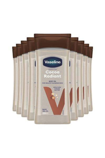 Vaseline Body Gel Oil Intensive Care Cocoa Radiant Cocoa Butter 200ml, 9 Pack - White