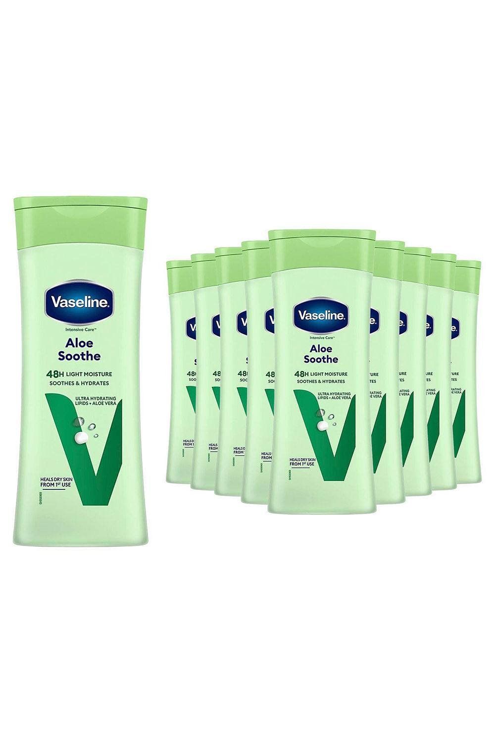 Vaseline Intensive Care Body Lotion Aloe Soothe 48H Moisture 400ml, 10 Pack - White - Image 1