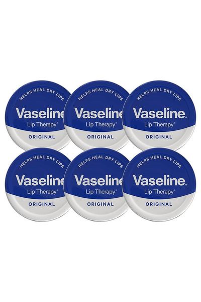 Vaseline Lip Therapy Petroleum Jelly, Original 20gm Hydrating Lip Balm, 6 Pack - White