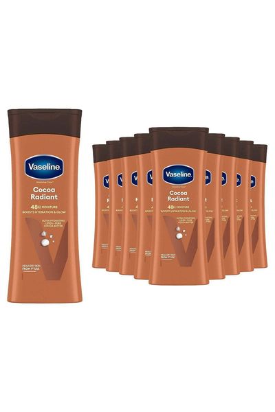 Vaseline Body Lotion Cocoa Radiant Intensive Care Dry Skin 400ml, 10 Pack - White