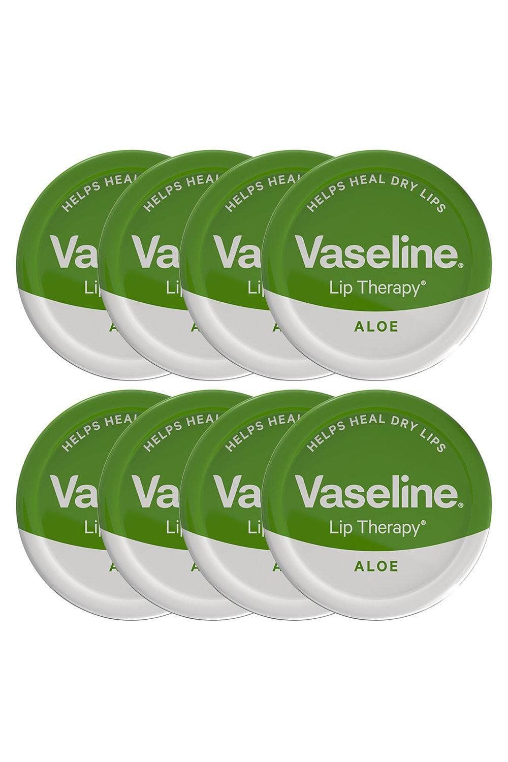 Vaseline Lip Therapy Petroleum Jelly, Aloe Vera 20gm Hydrating Lip Balm, 8 Pack - White - Image 1