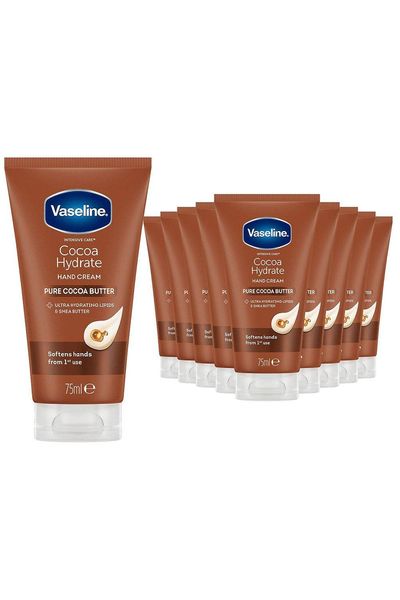 Vaseline Hand Cream Intensive Care Pure Cocoa Butter Cocoa Hydrate 75ml, 10 Pack - White