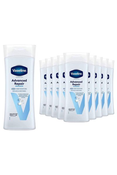 Vaseline Advanced Repair Fragrance Free Body Lotion 400ml, 12 Pack - White