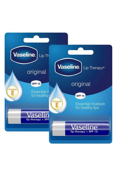 Vaseline Lip Therapy Balm Sticks, Original 4gm Hydrating Lip Care Balm, 2 Pack - White