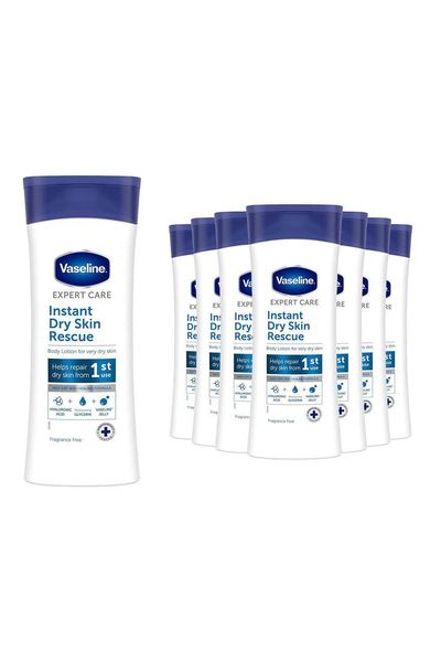 Vaseline Expert Care Instant Dry Skin Rescue Hydrating Body Lotion 400ml, 8 Pack - White