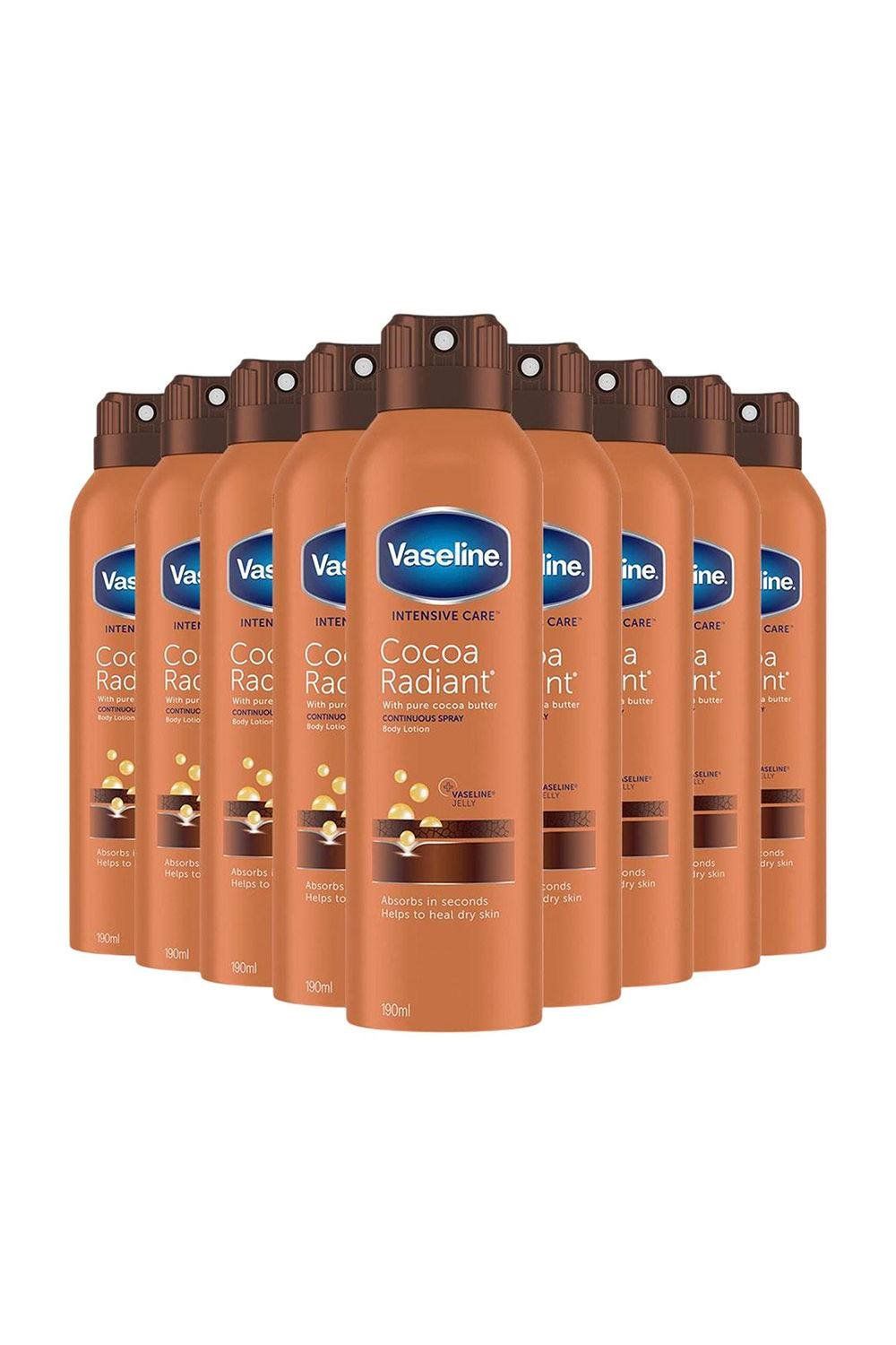 Vaseline Intensive Care Cocoa Radiant Spray Body Moisturiser 190ml 9 Pack - White - Image 1