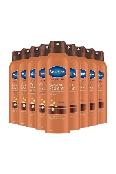 Vaseline Intensive Care Cocoa Radiant Spray Body Moisturiser 190ml 9 Pack - White