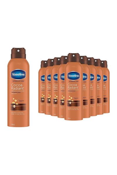Vaseline Intensive Care Cocoa Radiant Spray Body Moisturiser 190ml 12 Pack - White