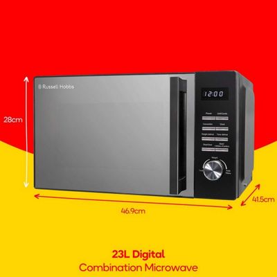 Russell Hobbs RHM2346B Black 23L Digital Microwave Oven 900W Family Microwave with Auto Cook Programmes & Defrost Functi