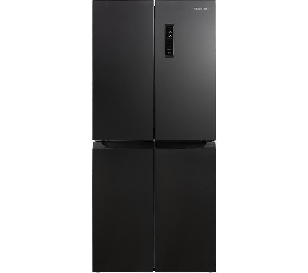 RUSSELL HOBBS RH180A4FF802E1BS American-Style Fridge Freezer - Black Steel, Black - Image 1