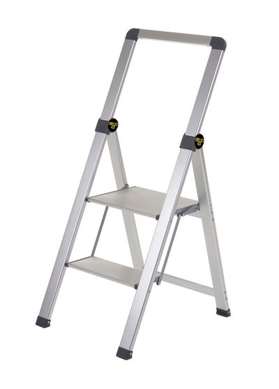 Climb-It 2 Tread Slim Step Ladder with Handrail 475x55x1160mm Aluminium FS192Z