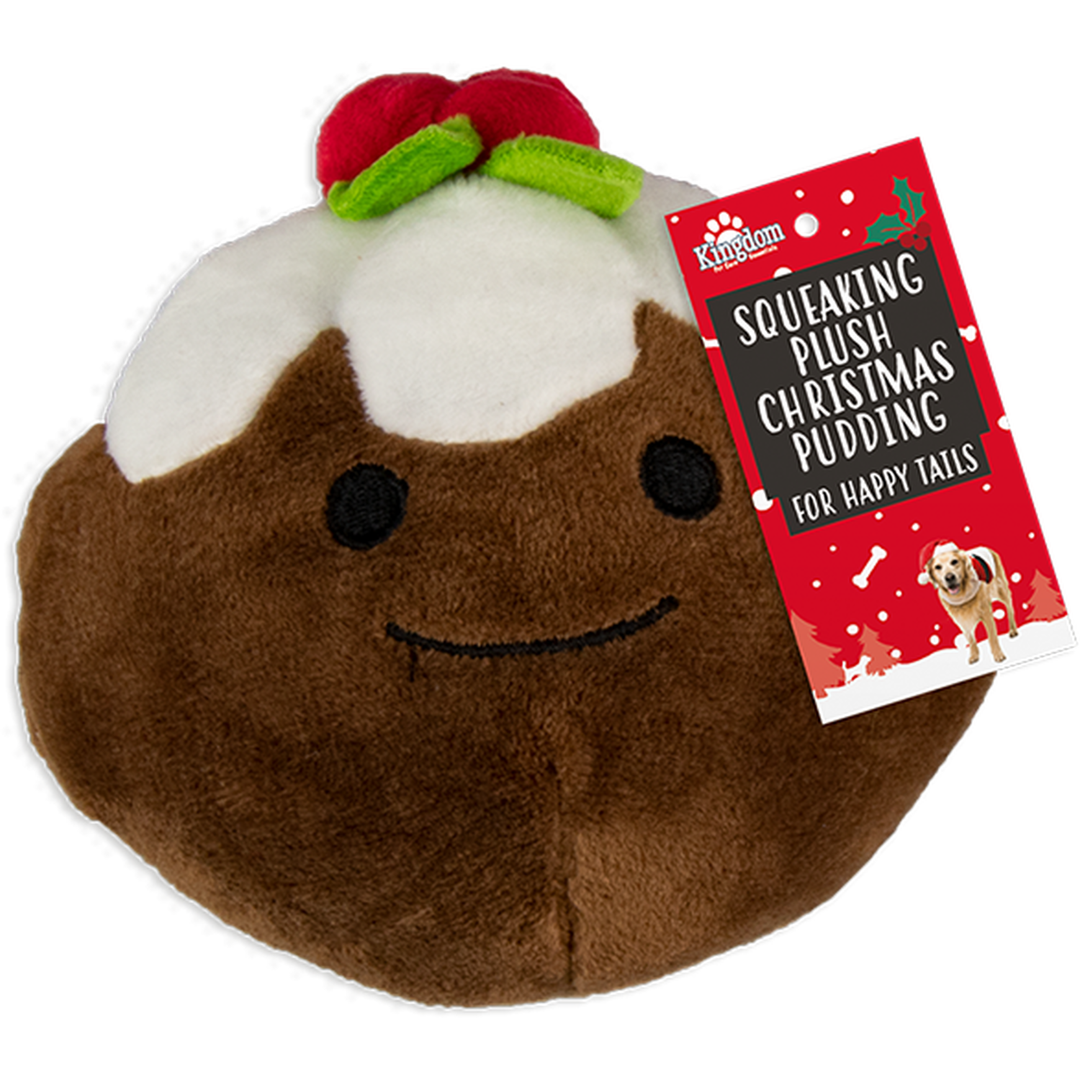 Squeaking Plush Christmas Pudding - Brown - Image 1