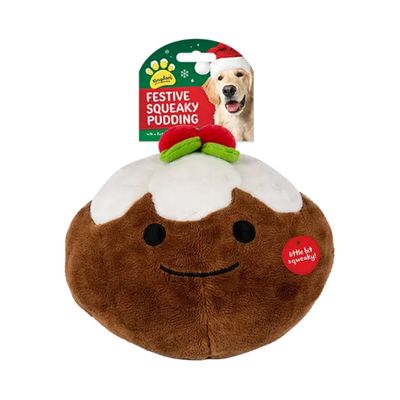 Squeaking Plush Christmas Pudding - Brown - Thumbnail 2