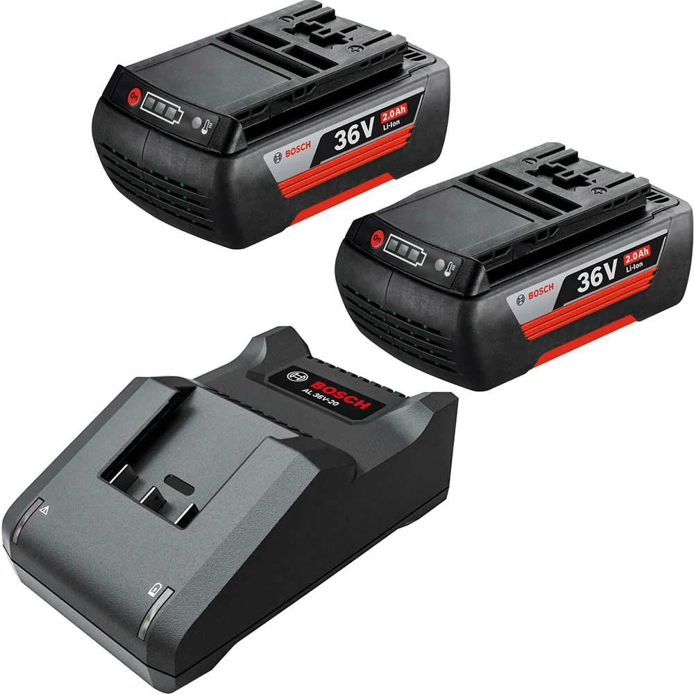 Bosch Genuine GREEN 36v Cordless Li-ion Twin Battery 2ah and Charger 240v - Image 1
