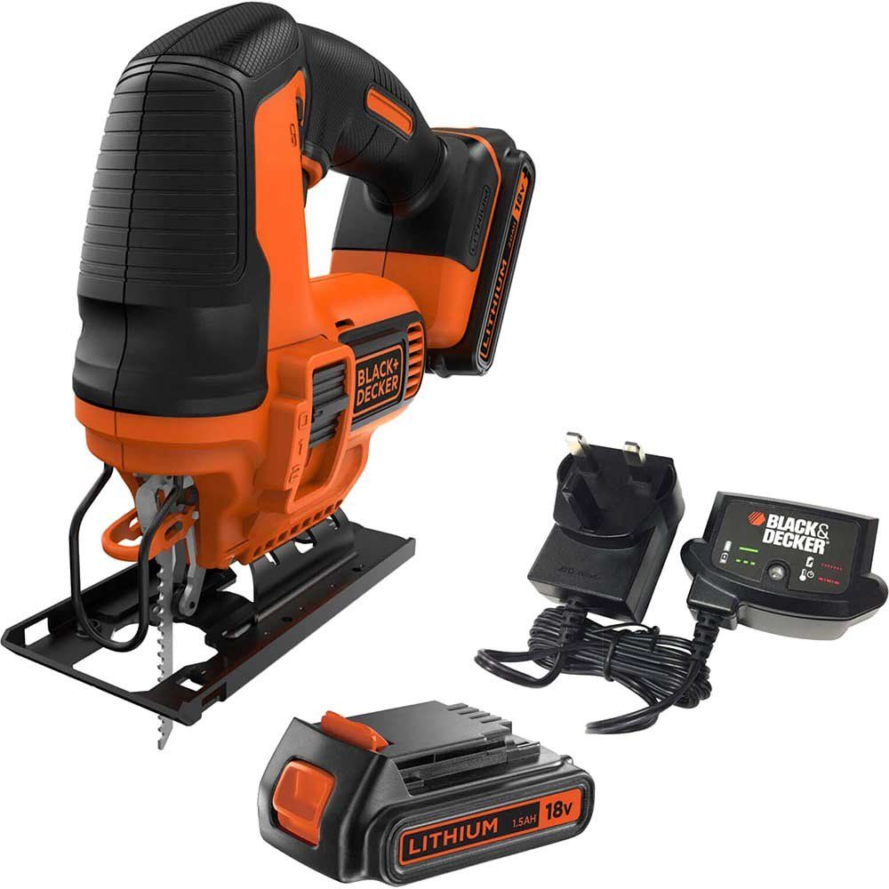 Black and Decker BDCJS18 18v Cordless Jigsaw 2 x 1.5ah Li-ion Battery Charger No Case - Image 1
