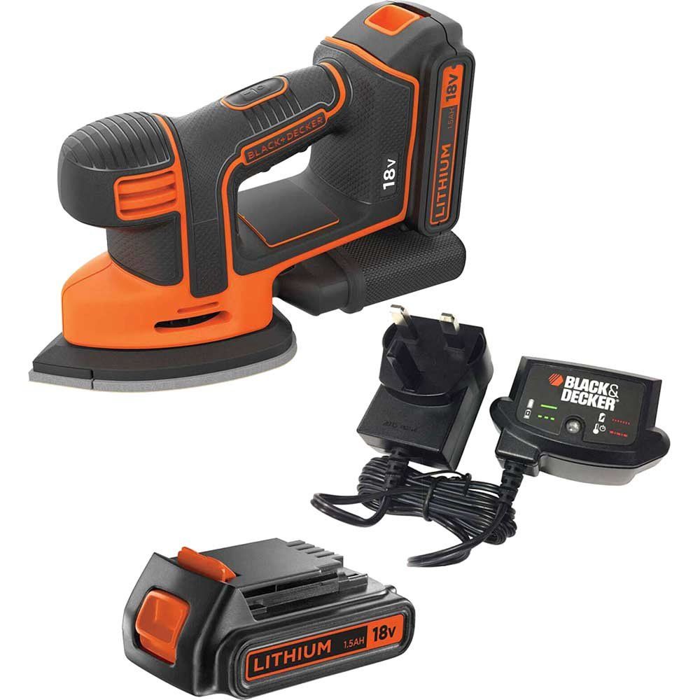 Black and Decker BDCDS18 18v Cordless Mouse Sander 2 x 1.5ah Li-ion Battery Charger No Case - Image 1
